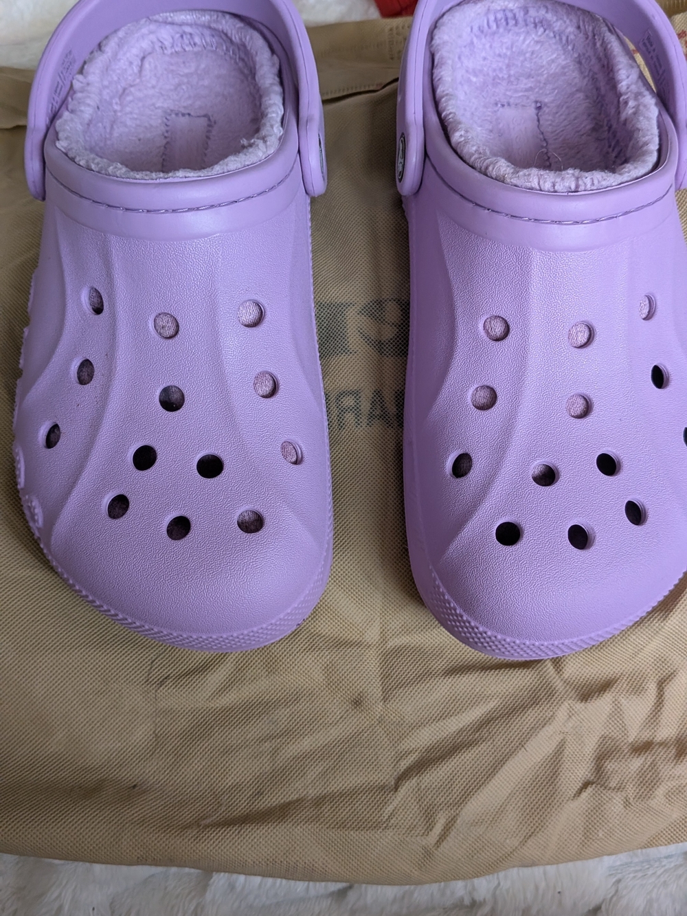 CROCS Lavender Fleece-Lined Slip-On Clogs